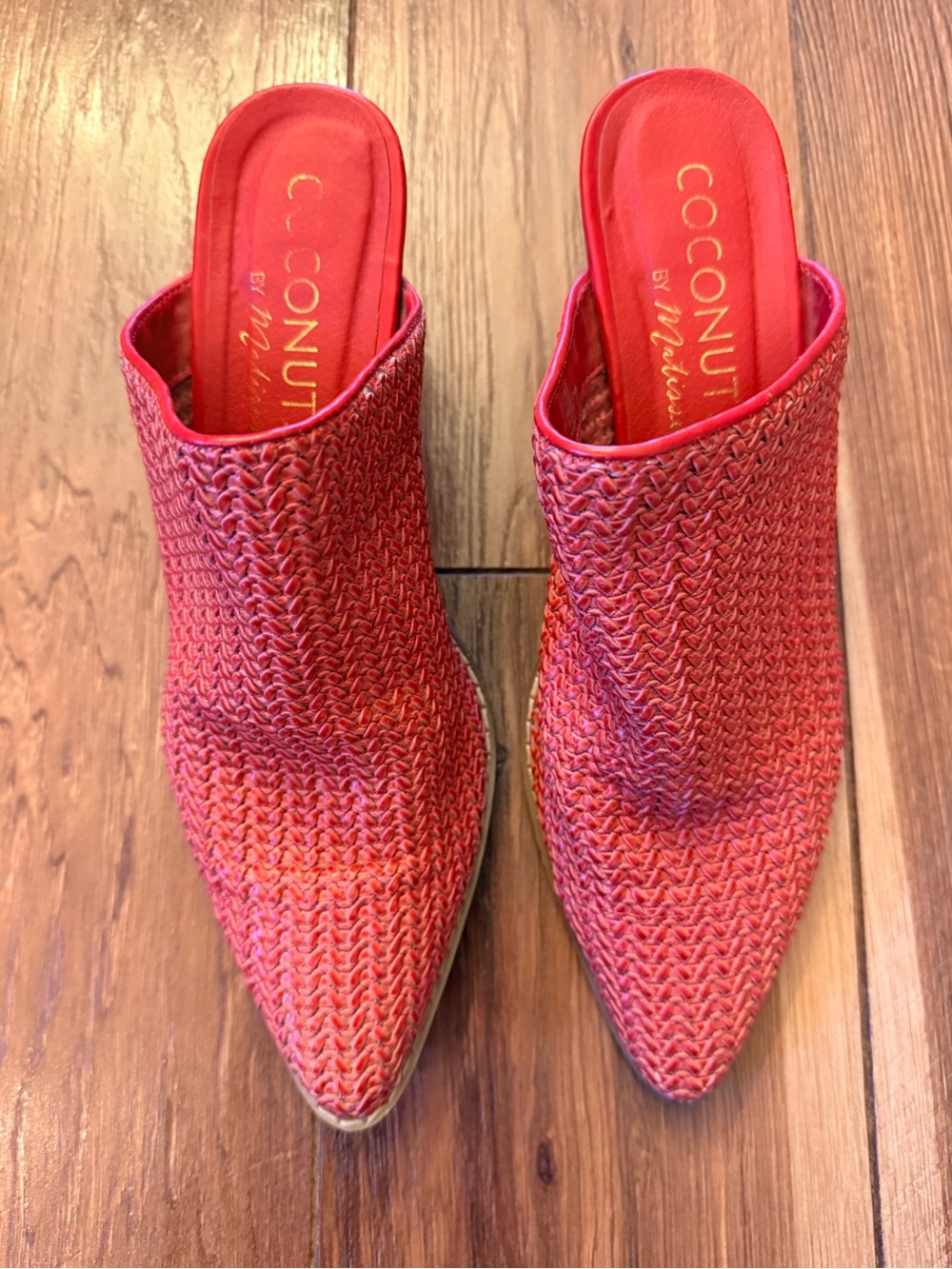 Coconuts by Matisse Coral-Red Woven Pointed Mule
